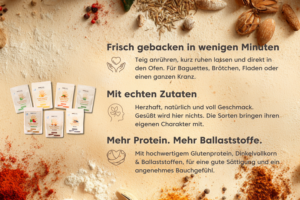 
                  
                    Lade das Bild in den Galerie-Viewer, Protein-Baguette-Backmischung Mandel-Zimt 200g
                  
                