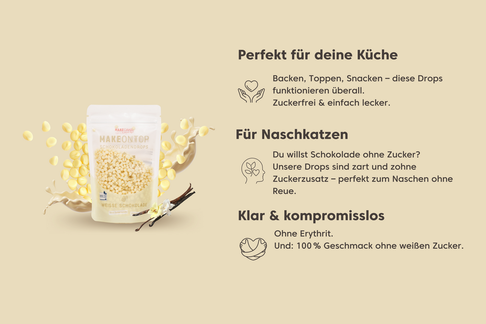 
                  
                    Lade das Bild in den Galerie-Viewer, Schokodrops ohne Zuckerzusatz Weiß
                  
                